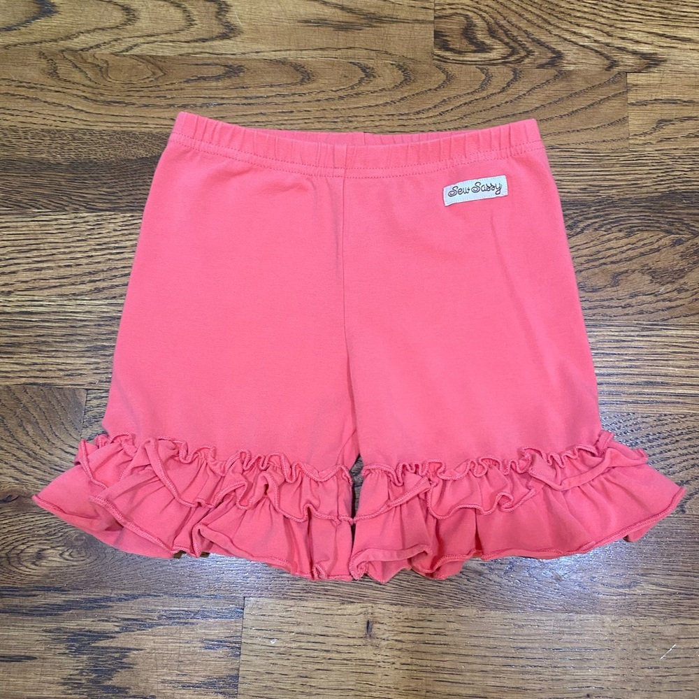 Sew Sassy Coral Ruffle Shorts
